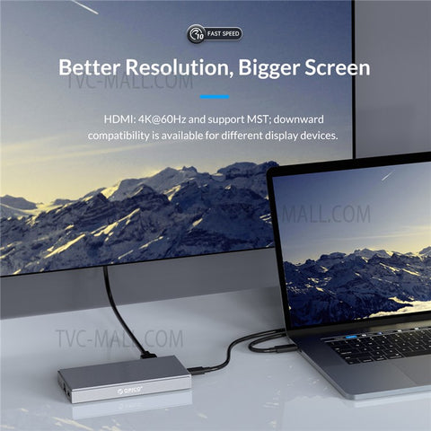 ORICO CDH-9N Multi-Port Docking Station Mini USB Hub with 10Gbps USB3.1/HD/Gigabit LAN/3.5mm Audio Jack for Laptop