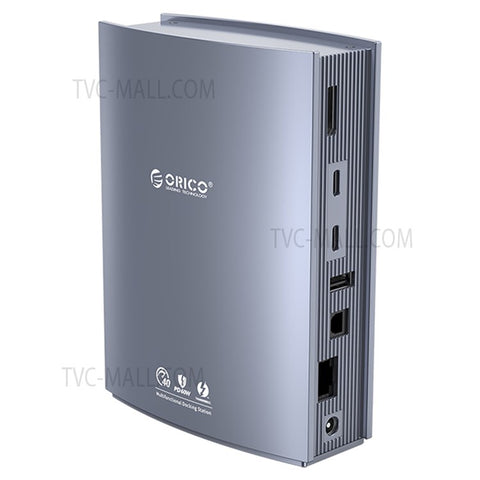 ORICO TB3-S3-GY-BP USB C Hub Adapter to 3.5mm AUX Port Memory Card Reader Slots 10Gbps Type C Port 15W 60W PD Port USB 3.1 USB 2.0 DC Charge RJ45 4K Video Output
