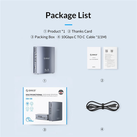 ORICO CDH-15N 15-in-1 Type-C Docking Station Multifunctional Aluminum Alloy USB-C Hub with HD / RJ45 / Audio / PD 100W Output Interfaces