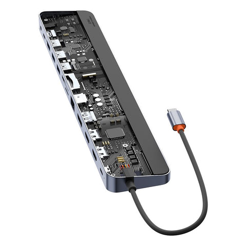 BASEUS BS-OH062 12-in-1 Type-C HUB Adapter Type-C to HDx2+USB3.0x3+PD+DP+SD / TF+RJ45+Typ