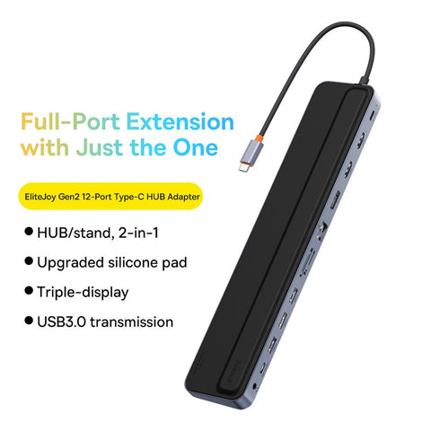 BASEUS BS-OH062 12-in-1 Type-C HUB Adapter Type-C to HDx2+USB3.0x3+PD+DP+SD / TF+RJ45+Typ