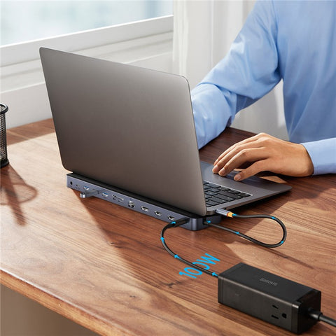 BASEUS BS-OH062 12-in-1 Type-C HUB Adapter Type-C to HDx2+USB3.0x3+PD+DP+SD / TF+RJ45+Typ