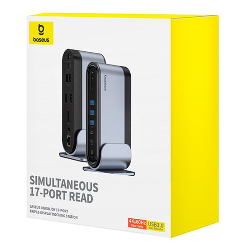 BASEUS UnionJoy 17-Port Triple-Display Docking Station 4K HD PD 100W USB3.0 Hub RJ45 SD / TF Card Reader Adapter