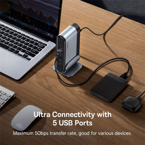 BASEUS UnionJoy 17-Port Triple-Display Docking Station 4K HD PD 100W USB3.0 Hub RJ45 SD / TF Card Reader Adapter