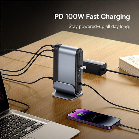 BASEUS UnionJoy 17-Port Triple-Display Docking Station 4K HD PD 100W USB3.0 Hub RJ45 SD / TF Card Reader Adapter