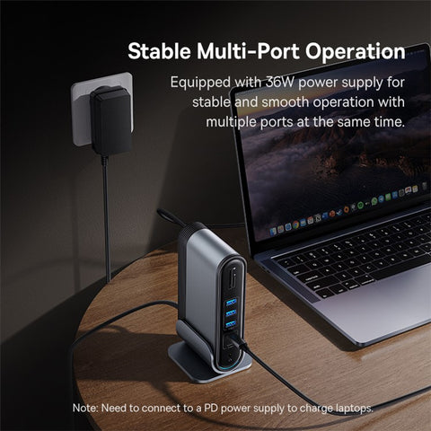 BASEUS UnionJoy 17-Port Triple-Display Docking Station 4K HD PD 100W USB3.0 Hub RJ45 SD / TF Card Reader Adapter