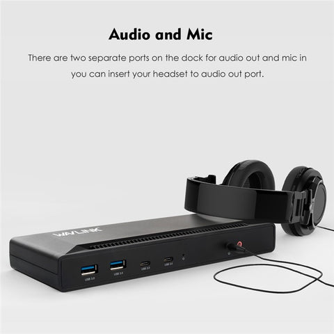 WAVLINK UG69PD2 Multi-Function Dual 4K Docking Station 65W Fast Charging Multi-Port Docking Station for Laptops