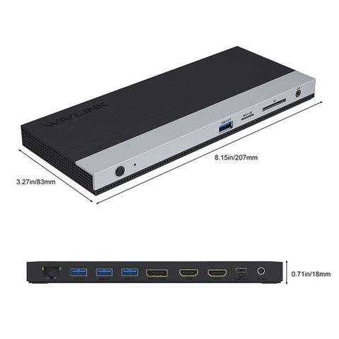 WAVLINK UMD05 12 in 1 USB C Docking Station 4K Triple Display USB Type C Hub to Dual HD Dock, DP 65W PD3.0 Charging