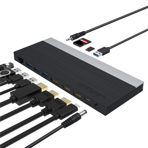WAVLINK UMD05 12 in 1 USB C Docking Station 4K Triple Display USB Type C Hub to Dual HD Dock, DP 65W PD3.0 Charging