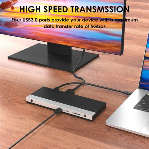 WAVLINK UMD05 12 in 1 USB C Docking Station 4K Triple Display USB Type C Hub to Dual HD Dock, DP 65W PD3.0 Charging
