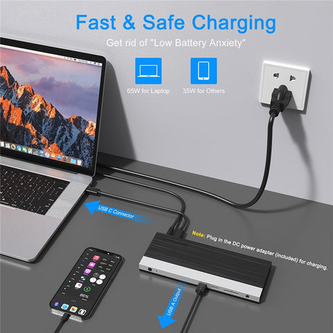 WAVLINK UMD05 12 in 1 USB C Docking Station 4K Triple Display USB Type C Hub to Dual HD Dock, DP 65W PD3.0 Charging