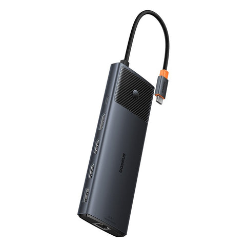 BASEUS Metal Gleam Series II 11-in-1 Triple Display USB HUB Adapter Portable Type-C Docking Station, Black