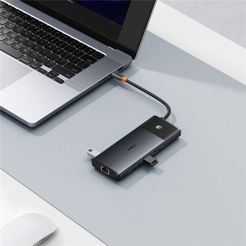 BASEUS Metal Gleam Series II 11-in-1 Triple Display USB HUB Adapter Portable Type-C Docking Station, Black