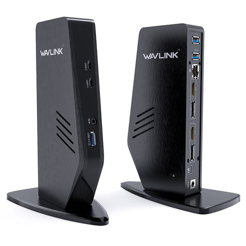 WAVLINK UG69PD5 USB 3.0 and USB-C Dual 4K Display Docking Station with DisplayPort and HD 60Hz Monitor Adapter