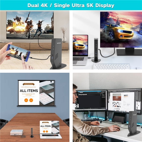 WAVLINK WL-UG69DK5 USB 3.0 Docking Station Laptop Dual 5K / 4K 60Hz Monitor Adapter