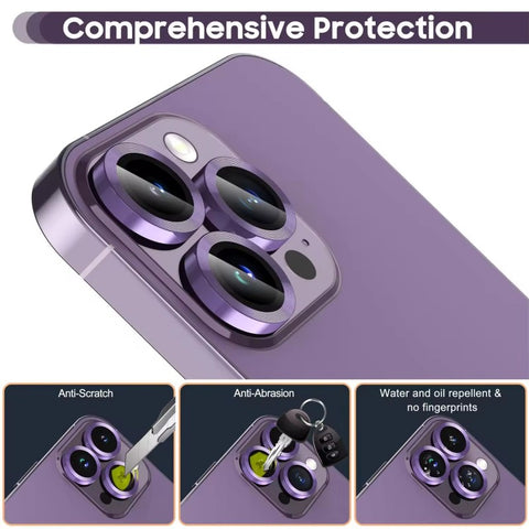 WANLONFENG For iPhone 14 Pro / iPhone 14 Pro Max Camera Lens Protector  Metal CD Texture Tempered Glass Lens Film
