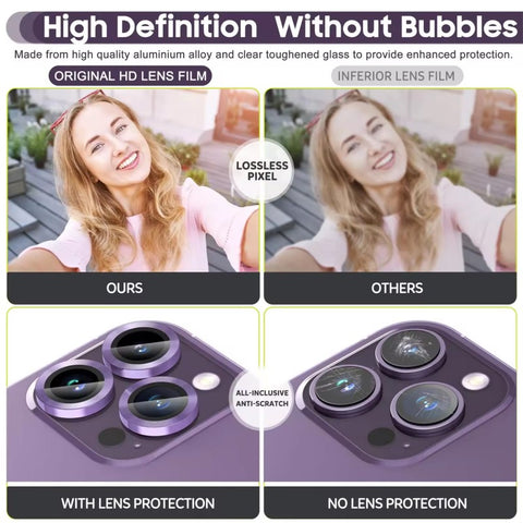 WANLONFENG For iPhone 14 Pro / iPhone 14 Pro Max Camera Lens Protector  Metal CD Texture Tempered Glass Lens Film