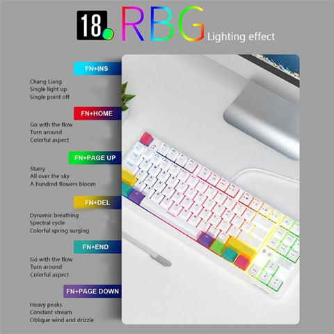 AJAZZ K870T Wired/Wireless Bluetooth-compatible Keyboard 87 Keys Dual Mode Keyboard with RGB Backlight for Phone Laptop