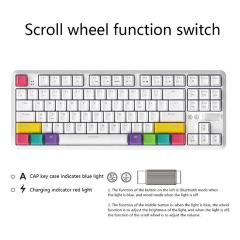 AJAZZ K870T Wired/Wireless Bluetooth-compatible Keyboard 87 Keys Dual Mode Keyboard with RGB Backlight for Phone Laptop