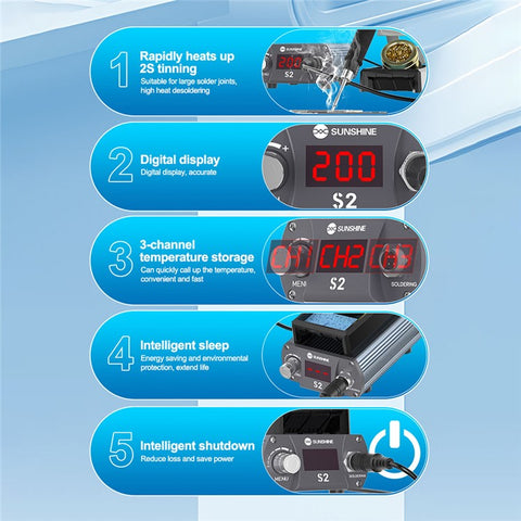 SUNSHINE S2 Precise Soldering Station Digital Display Soldering Station for C210 Soldering Iron Tips