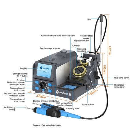 SUNSHINE S1 Intelligent Precision Soldering Station Smart Sleep Color Screen Display Soldering Station