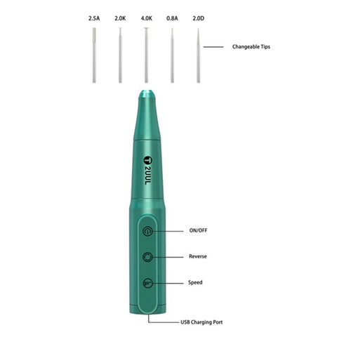 2UUL DA81 Rechargeable Grinding Pen for Phone Repair with 5 Tips, 1200mAh Phone Repair Tool