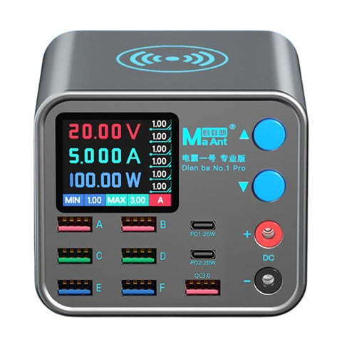 MAANT Multi Port Charger 9 Ports Intelligent Mobile Phone Wireless Charging Station with Digital Display