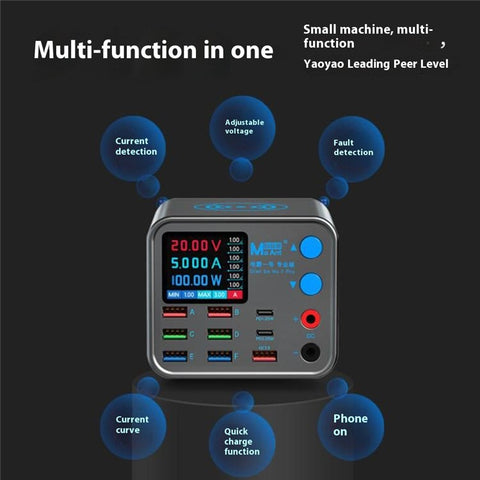 MAANT Multi Port Charger 9 Ports Intelligent Mobile Phone Wireless Charging Station with Digital Display