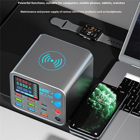 MAANT Multi Port Charger 9 Ports Intelligent Mobile Phone Wireless Charging Station with Digital Display