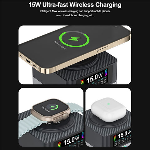 RELIFE Q7 6-Port 80W Intelligent Charger with LCD Screen Power Distribution for Electronic Devices