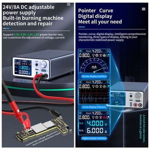 AIXUN P2408 Intelligent Stabilized Power Supply for iPhone Android Fast Charge Detection DC Adjustable 24V / 8A