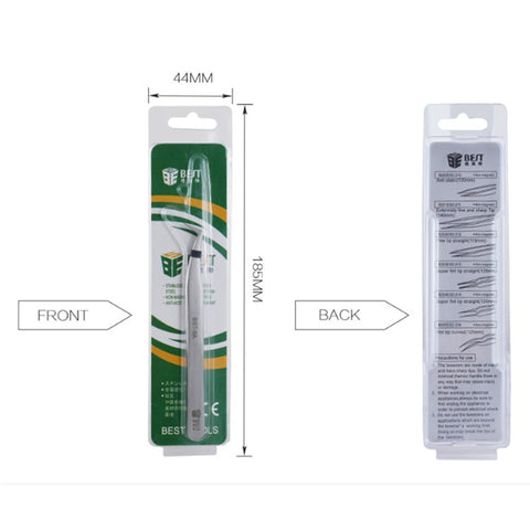 BEST BST-6A Stainless Steel Curved Angled Tweezers for Electronic Repairing