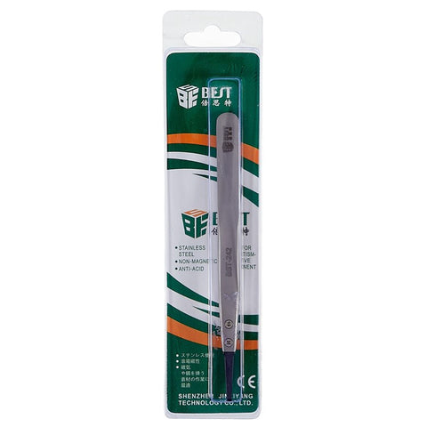 BEST BST-242 Stainless Steel Handle Anti-Static PPS Tweezers Mobile Phone Tablet Repairing Tool