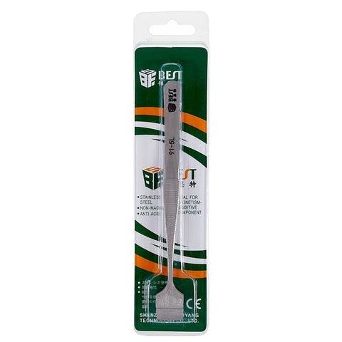 BEST BST-91-5T Anti-Static Stainless Steel Crystal Wafer Tweezers Tooth-shaped Hand Tools for BGA PCB Motherboard Phone Repair Tools
