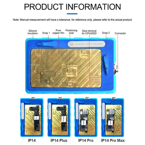 SUNSHINE SS T12A-N14 Motherboard Layering Heating Table for iPhone 14 / 14 Plus / 14 Pro / 14 Pro Max 4-in-1 Motherboard Repair Heating System Preheating Welding Platform