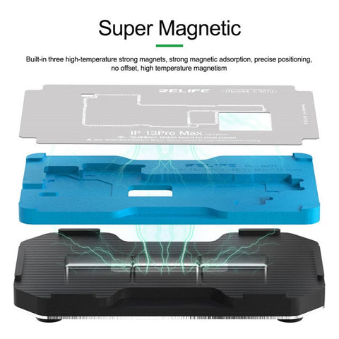 RELIFE RL-601T 18-in-1 Mid-Layer Tin Planting Platform Fixture Set for iPhone X-14 Pro Max Multifunctional Phone Repair Tools