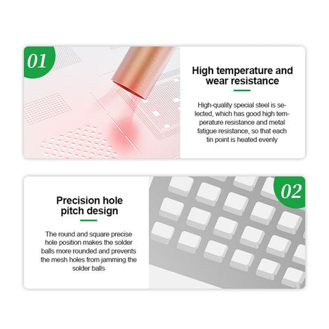 RELIFE RL-044 12Pcs IP Series CPU Integrated Steel Mesh Set iPhone 6-17 Series CPU Tin Planting Kit