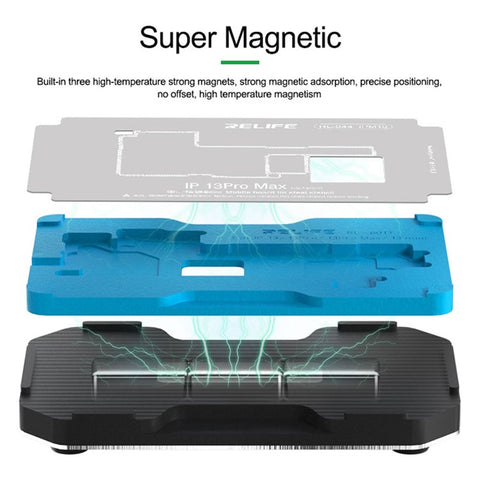 RELIFE RL-601T 22-in-1 Fixture for iPhone X-15 Pro Max Motherboard Middle Layer Board Plant Tin Platform