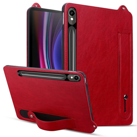 Tablet Case For Samsung Galaxy Tab S10 FE / S9 FE / S9 / S8 / S7 Hand Strap Kickstand Leather Cover