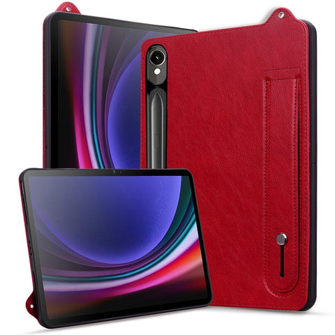 Tablet Case For Samsung Galaxy Tab S10 FE / S9 FE / S9 / S8 / S7 Hand Strap Kickstand Leather Cover