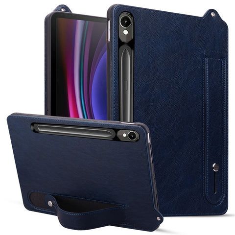 Tablet Case For Samsung Galaxy Tab S10 FE / S9 FE / S9 / S8 / S7 Hand Strap Kickstand Leather Cover