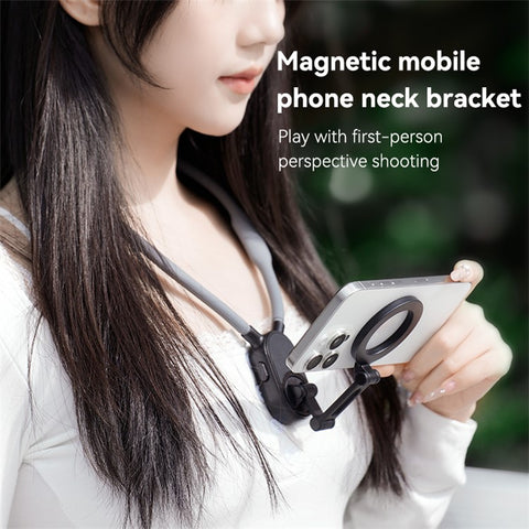 Magnetic Neck Phone Holder Multi-Functional Stand Sports Camera Support Adjustable Viewing Angles