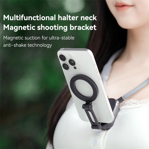 Magnetic Neck Phone Holder Multi-Functional Stand Sports Camera Support Adjustable Viewing Angles