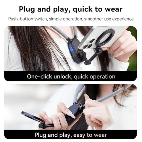 Magnetic Neck Phone Holder Multi-Functional Stand Sports Camera Support Adjustable Viewing Angles