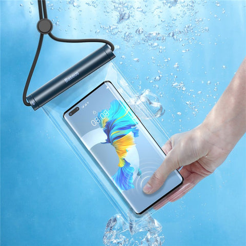 BASEUS AquaGlide Waterproof Phone Pouch with Cylindrical Slide Lock, Mobile Phone Dry Bag for Up to 7.2" Phones