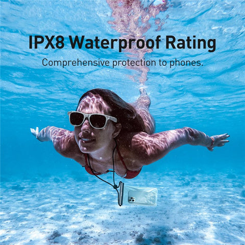 BASEUS AquaGlide Waterproof Phone Pouch with Cylindrical Slide Lock, Mobile Phone Dry Bag for Up to 7.2" Phones