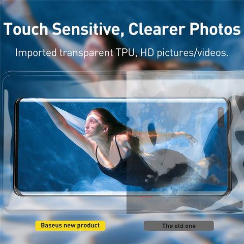 BASEUS AquaGlide Waterproof Phone Pouch with Cylindrical Slide Lock, Mobile Phone Dry Bag for Up to 7.2" Phones