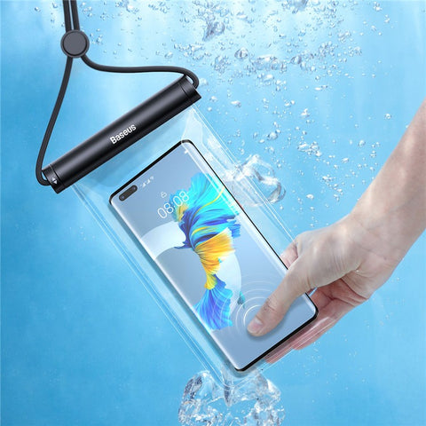 BASEUS AquaGlide Waterproof Phone Pouch with Cylindrical Slide Lock, Mobile Phone Dry Bag for Up to 7.2" Phones