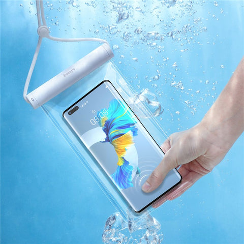 BASEUS AquaGlide Waterproof Phone Pouch with Cylindrical Slide Lock, Mobile Phone Dry Bag for Up to 7.2" Phones