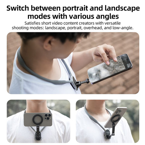 TELESIN MNM-001 For iPhone 12 / 13 / 14 / 15 / 16 Silicone Neck Mount Magnetic Selfie Stick Phone Neck Holder